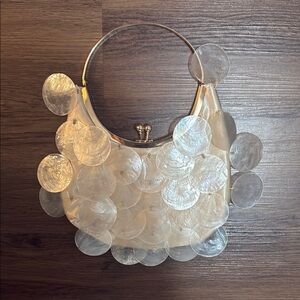 Elegant Cream Shell-Embellished Women's Bag